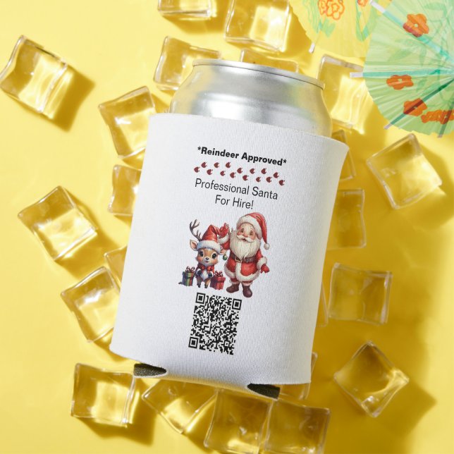 Santa Claus Two Sides Business Card Edit QR Code Dosenkühler (In Situ Sommer)
