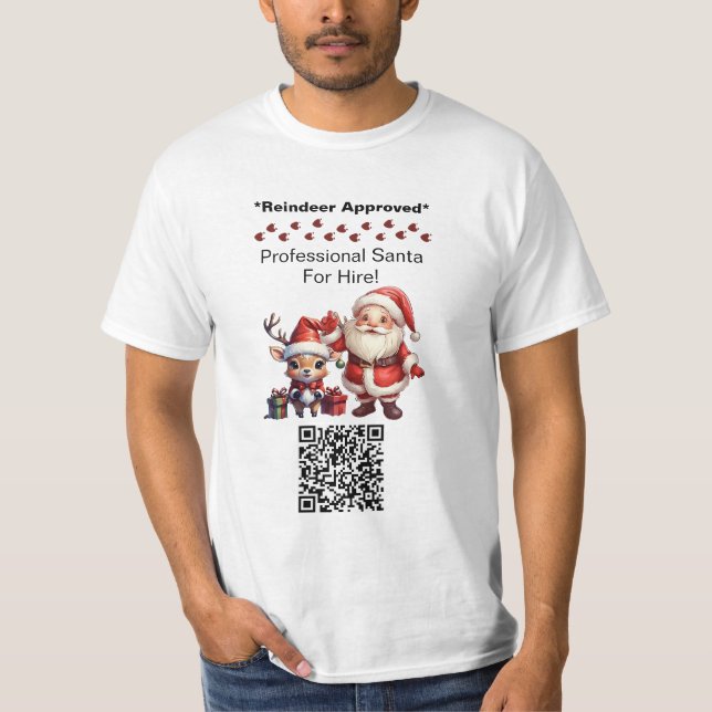 Santa Claus Two Sides Business Card Edit QR Code T-Shirt (Vorderseite)