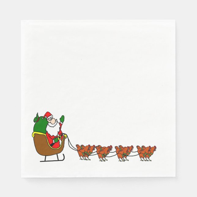Santa Claus und Chickens Napkin Serviette (Vorderseite)