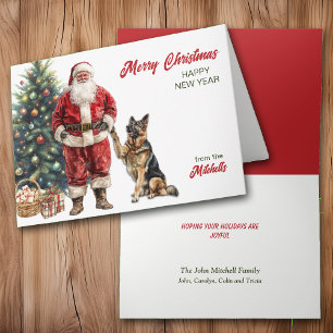 Santa Claus und Deutscher Schäferhund Weihnachten