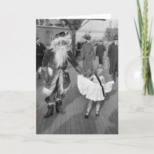 Santa Claus und Little Girl on Deck, 1925 Feiertagskarte