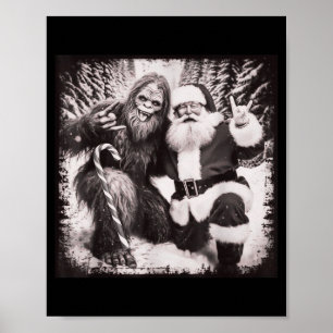 Santa Claus und Sasquatch Bigfoot Lustig Fröhliche Poster