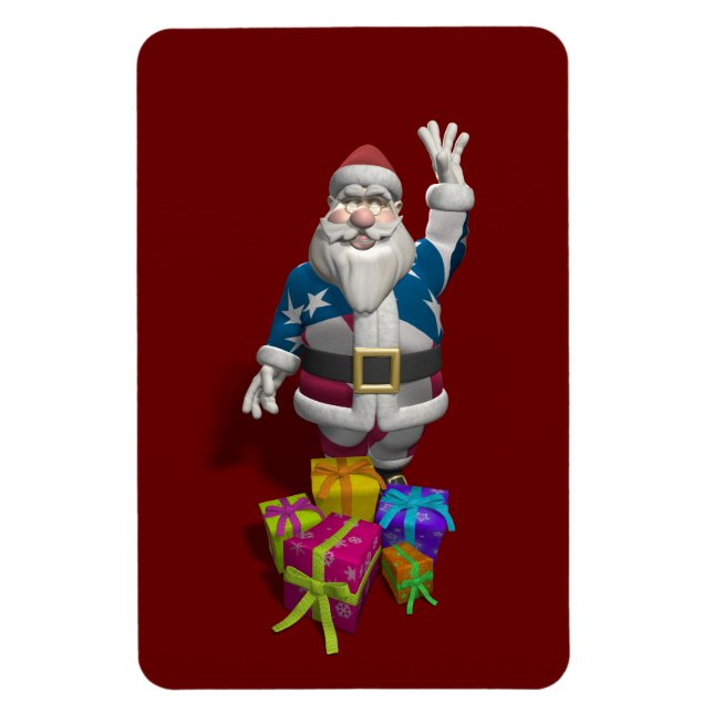 Santa Claus US Flag Jacket Magnet (Vertikal)