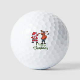 Santa Claus versucht mit Moose Golfer Weihnachten Golfball