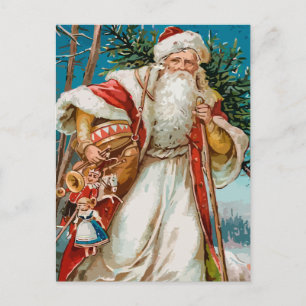 Santa Claus vintage avec carte postale jouets