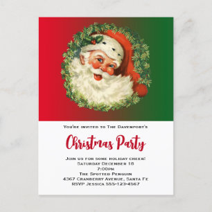 Santa Claus vintage avec Invitation à la couronne