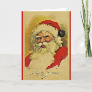 Santa Claus Vintages Portrait Faltkarte Dankeskarte
