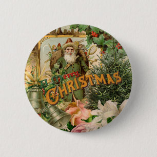 Santa Claus Weihnachten Antike Schöne Kunst Button