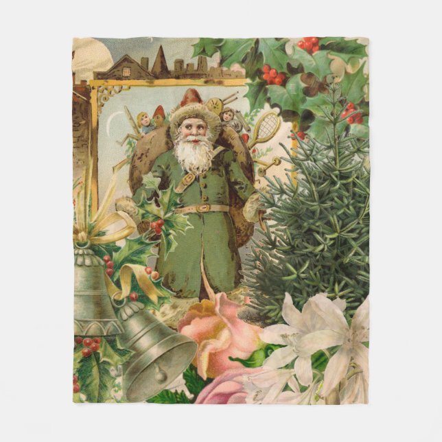 Santa Claus Weihnachten Antike Schöne Kunst Fleecedecke (Vorderseite)