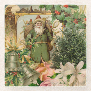 Santa Claus Weihnachten Antike Schöne Kunst Glasuntersetzer
