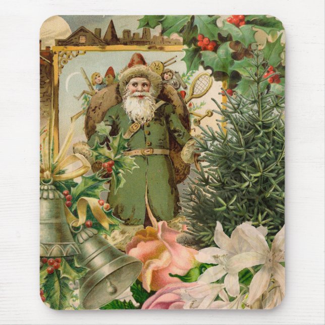 Santa Claus Weihnachten Antike Schöne Kunst Mousepad (Vorne)