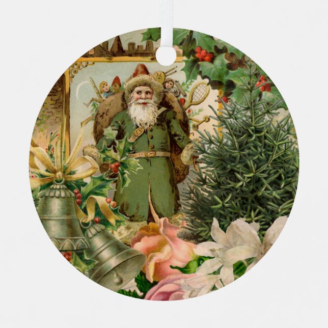 Santa Claus Weihnachten Antike Schöne Kunst Ornament Aus Metall (Vorderseite)