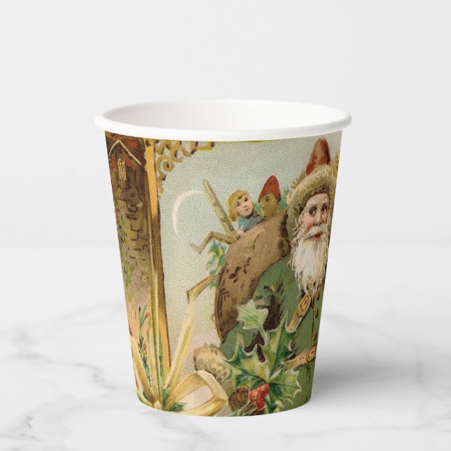 Santa Claus Weihnachten Antike Schöne Kunst Pappbecher (Vorderseite)