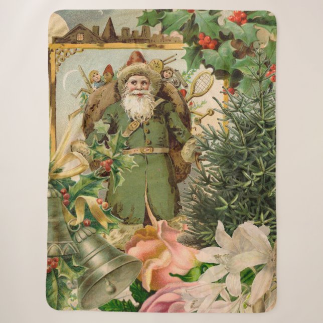 Santa Claus Weihnachten Antike Schöne Kunst Sherpadecke (Vorderseite)