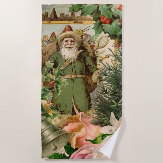 Santa Claus Weihnachten Antike Schöne Kunst Strandtuch (Vorderseite)