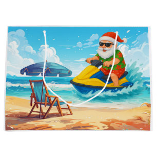 Santa Claus Weihnachten im Juli auf Jet-Ski Große Geschenktüte