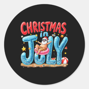 Santa Claus Weihnachten im Juli Sommer Stimmung St Runder Aufkleber