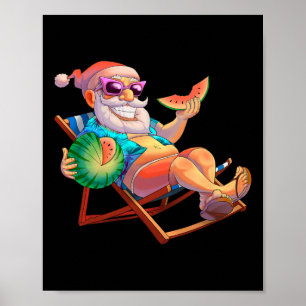Santa Claus Weihnachten im Juli Sommerurlaub Stran Poster