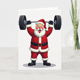 Santa Claus Weihnachts-Gewichtheben Karte