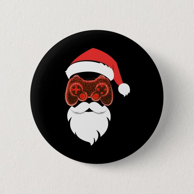 Santa Claus Weihnachts-Pyjama  Button (Vorderseite)