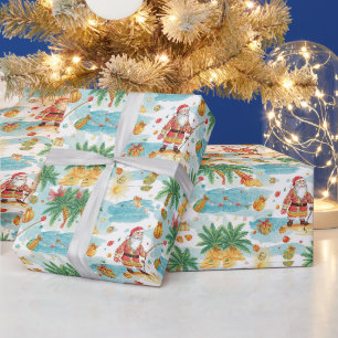 Santa Claus Weihnachtsangeln im Sommer Geschenkpapier