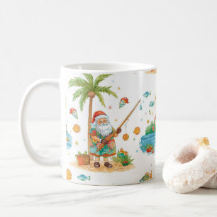 Santa Claus Weihnachtsangeln im Sommer Kaffeetasse