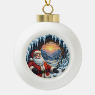 Santa Claus Weihnachtsbaumanhänger 2025 – Winterla Keramik Kugel-Ornament