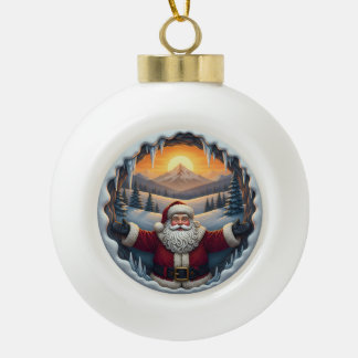 Santa Claus Weihnachtsbaumanhänger 2025 – Winterla Keramik Kugel-Ornament
