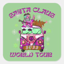 SANTA CLAUS WELTTOUR im Stil der 70er Jahre Quadratischer Aufkleber
