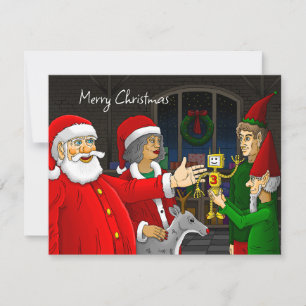 Santa Claus Werkstatt Weihnachtskarte Feiertagskarte