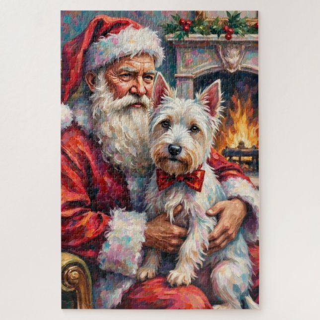Santa Claus West Highland White Terrier Christmas (Vertikal)
