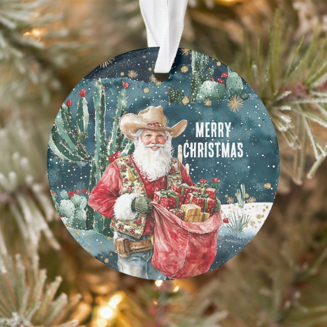 Santa Claus Western Cowboy Christmas Ornament (Baum)