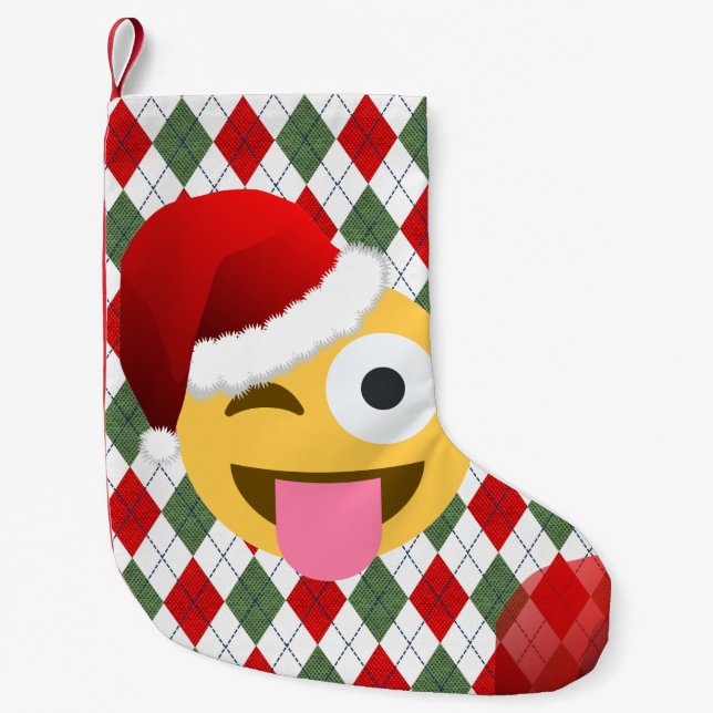 santa claus wink emoji xmas Weihnachtsfest Strumpf Kleiner Weihnachtsstrumpf (Vorderseite)