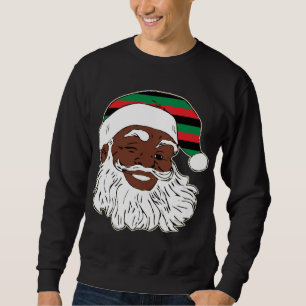 Santa Claus Winking Christmas Pan Afrikanischer Fl Sweatshirt