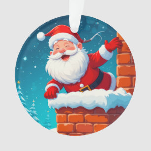 Santa Claus winkt fröhlich im Kamin Ornament