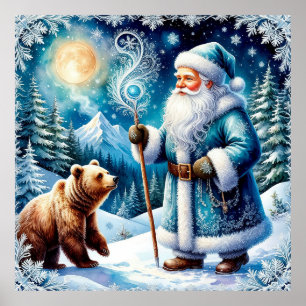 Santa Claus Winter Wanddekoration Für Feiertage Zu Poster