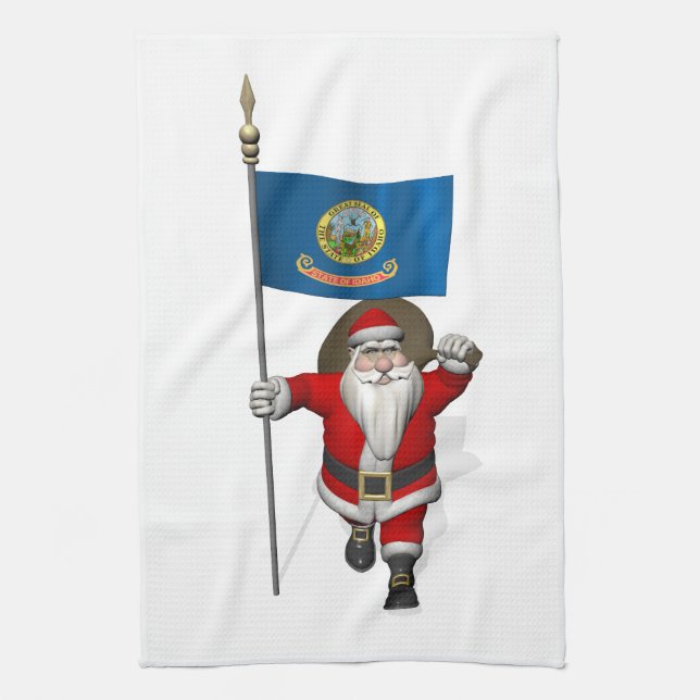 Santa Claus With Ensign Geschirrtuch (Vertikal)