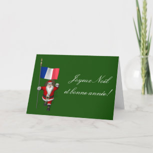 Santa Claus With Ensign Of France Feiertagskarte