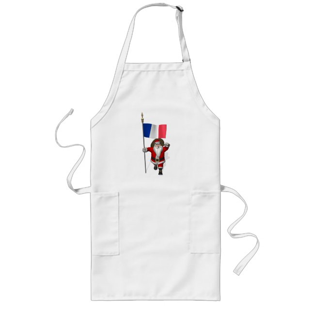 Santa Claus With Ensign Of France Lange Schürze (Vorne)
