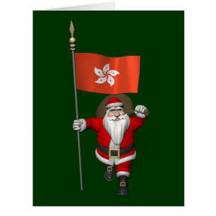 Santa Claus With Ensign Of Hong Kong
