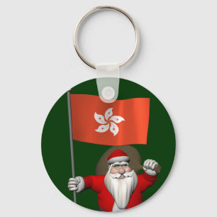 Santa Claus With Ensign Of Hong Kong Schlüsselanhänger