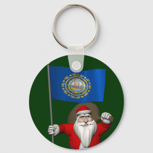Santa Claus With Ensign Of New Hampshire Schlüsselanhänger