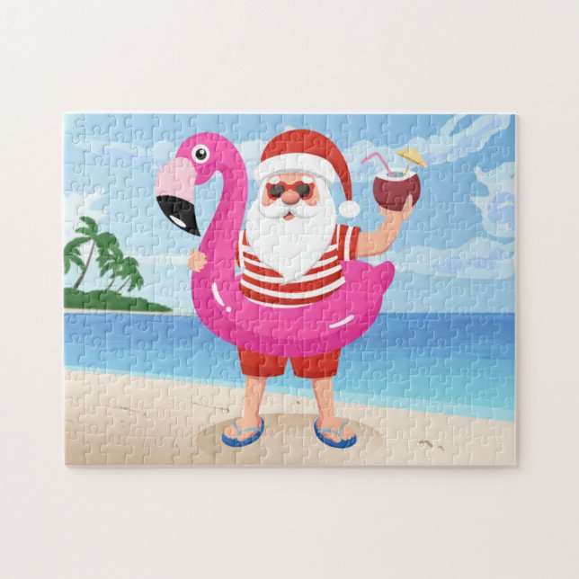 Santa Claus with flamingo (Horizontal)