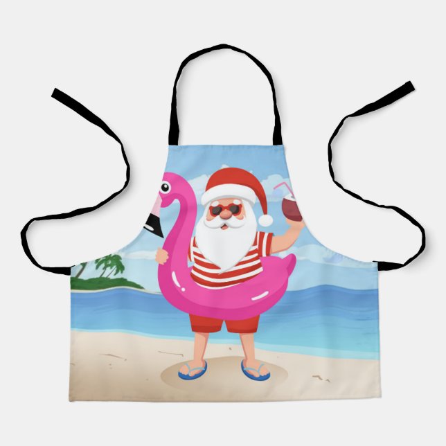 Santa Claus with flamingo inflatable ring Schürze (Vorderseite)