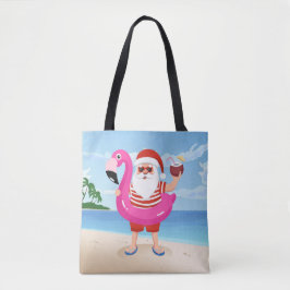 Santa Claus with flamingo inflatable ring Tasche