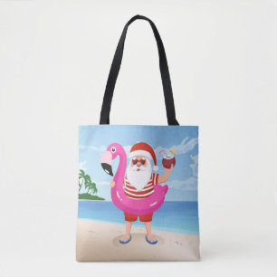 Santa Claus with flamingo inflatable ring Tasche