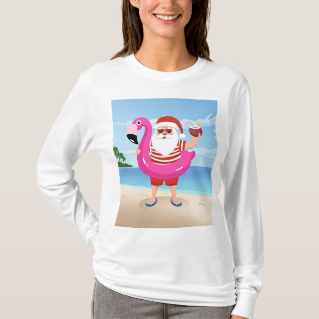 Santa Claus with flamingo T-Shirt (Vorderseite)