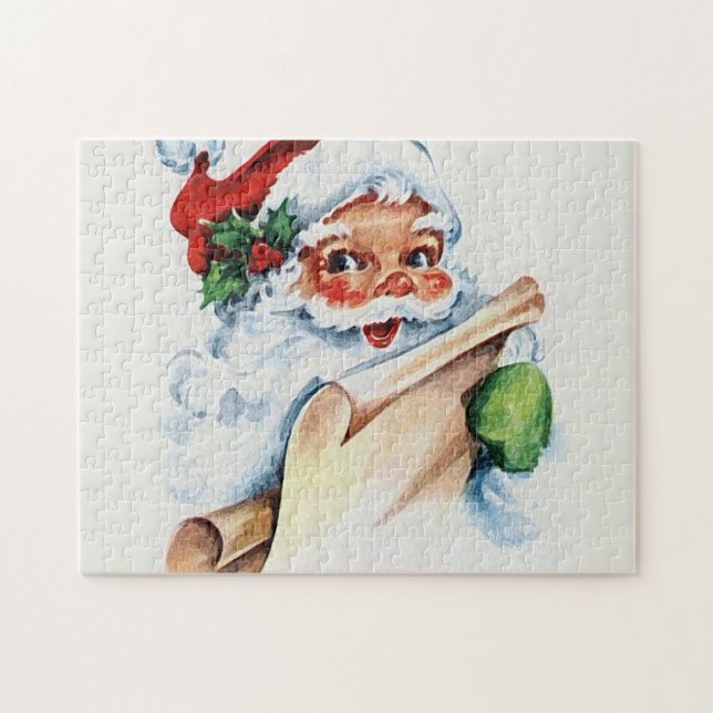 Santa Claus with his Christmas list scroll (Horizontal)