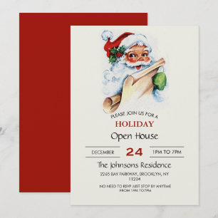 Santa Claus with his Christmas list scroll Einladung