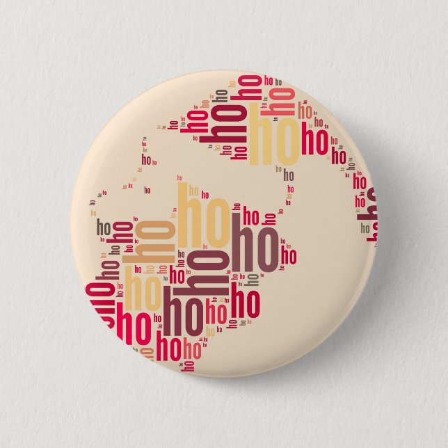 Santa Claus wordcloud Ho Ho Ho Button (Vorderseite)